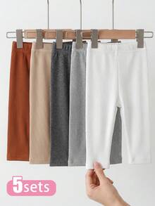 SHEIN 男嬰純色休閒百搭日常外出長褲 5件/組 - 彩色 - 查看 3