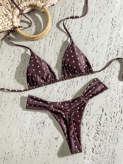 Swim Mod Women's Spring/Summer Random Print Halter Bikini Set