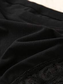 Divavoom Plus Size Black Plain Contrast Lace High Waisted Panties With Medium Stretch Fabric For Women - Black - View 7