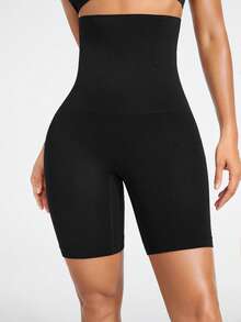 SHAPORA 2 Packs Women's Solid Color High Waist Casual Shaping Shorts - Black - View 8