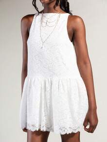 Rouah Vestido mini con volante de encaje de verano SS26 - Blanco - Ver 1