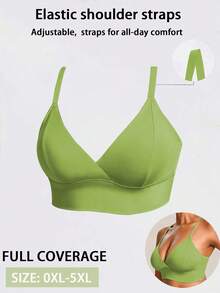 SHEIN 1pc Plus Size Women's Solid Color Minimalist Comfortable Camisole - Army Green - View 5
