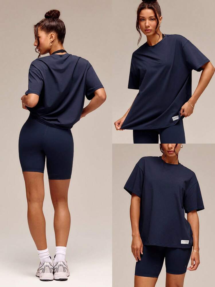 Pima Cotton Unisex Short Sleeve Round Neck Oversized Tee Daily Casual
