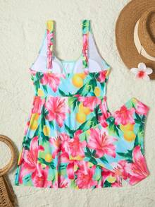 Swim Lushoire Women's Summer Casual Vacation Beach Party Print Round Cup Thick Strap Bikini Two Pieces Beachwear Swimsuit Set - Multicolor - View 5