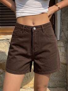 DAZY Women's Loose Casual Distressed Denim Shorts, New Summer Style - Coffee Brown - View 5