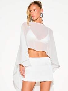 KIZN Minifalda de satén con estilo lápiz ajustado, de talle bajo, con dobladillo estructurado limpio, para fiestas, salidas nocturnas y verano - Blanco - Ver 4