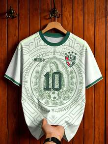 Men's Aesthetic Soccer Jersey, Mexico No. 10 Design, Inspired By The World Cup, Ideal For Matches, Street Wear, Parties And Everyday Use, For Men, Teens And Fans - 白色 - 查看 3