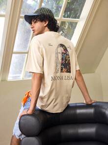 Whitmere Men's Round Neck Short Sleeve Artistic & Street Pop Art Graphic Minimalist Casual Top - Apricot - View 7