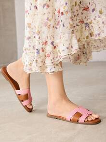 MOTF PREMIUM WOMEN'S COMFORTABLE MINIMALIST CASUAL FLAT SANDALS FOR CHRISTMAS SPRING SHOES - Pink brown - View 4
