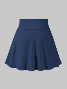 Teen Girl Fall Solid Color Versatile Fashion Skort , Tennis Running Preppy Style Autumn , Holiday - Blue - View 9