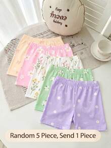 Souflis Souflis 1 buah Celana Pendek Anak Perempuan Balita dengan Kotak Kejutan Tersembunyi, Motif Bunga Acak, Lembut, Kasual, Serbaguna, Lucu, Motif Bunga Daisy dan Pita Kecil, Cocok untuk Pakaian Kasual Musim Semi/Panas, Celana Pendek Cetak Manis dan Lucu Berwarna-warni, Celana Pendek Dasar Serbaguna untuk Jalan-jalan Musim Semi/Panas dan Pakaian Sehari-hari - MultiWarna - View 3