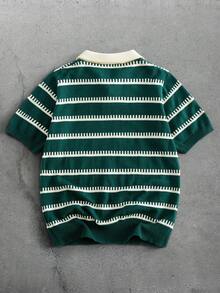 HIMLAND 時尚男士條紋刺繡毛衣 - 彩色 - 查看 4
