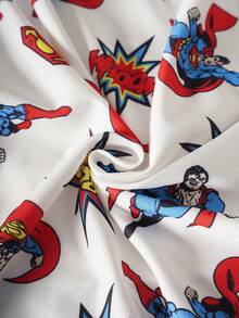 SUPERMAN X SHEIN Men's Cartoon Print Comfortable Casual Boxer Shorts - Black and White - View 8