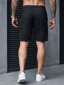 Manfinity Homme Pantalones cortos cargo para hombre de unicolor con cintura elástica, cordón y bolsillos - Multicolor - Ver 12