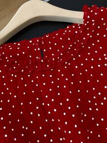 GlowEve CURVE Plus Size Women's New French Elegant Ruffle Edge Polka Dot Puff Short Sleeve Blouse, Unique Exquisite Top - Multicolor - View 6