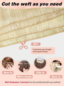 Seamless Natural Blending Blonde 100g Sew In Hair Extensions Real Human Hair Black 22inch Remy Double Weft Hair Extensions For Volume And Length - S613 - View 3