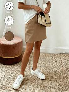SHEIN Holidaya 女款休閒彈性腰綁帶A字裙,夏季穿搭,女款度假優雅裙,派對、海灘穿搭,畢業典禮、外出穿搭,休閒裙,女款度假穿搭,夏季度假穿搭,Y2k,鄉村音樂演唱會穿搭,鄉村風裙子,女款通勤穿搭,女款辦公室穿搭,社交裙,女款辦公室穿著,卡其色裙子,綁帶,A字裙,裙子,時尚百搭 - 卡其色 - 查看 6