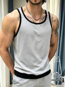 Manfinity Dauomo 男士休閒拼色寬鬆無袖背心上衣 夏季款 - 彩色 - 查看 2