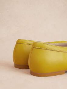 Rosivie Ladies Square Toe Yellow Fashion Versatile Casual Flat Shoes - Yellow - View 5