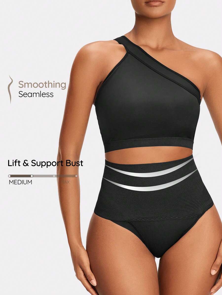SHAPORA Conjunto De Body Moldeador Para Mujer De Color Sólido - Negro - Ver 1