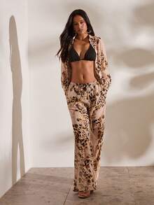 Opulessa Spring Summer Vacation Woven Printed Women's Long Pants - Rust Brown - View 6
