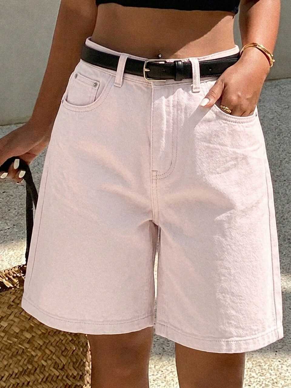 Women's Comfortable Casual Loose Fit Denim Bermuda Shorts, Summer