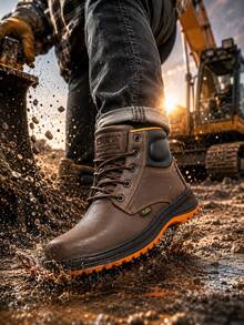 Bota de Trabajo Pleg Working En Piel Genuina Con Casco De Acero - cafe - Ver 5