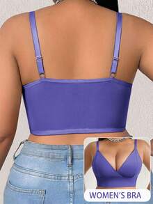 SHEIN 1 buah Bustier Wanita Ukuran Besar Warna Polos Kasual Nyaman - Teal Blue - View 2