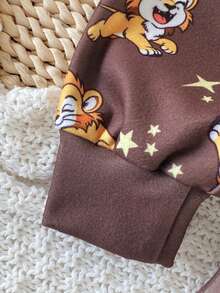 SHEIN Conjunto de estampado de dibujos animados para bebé recién nacido - Marrón - Ver 8