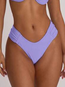 Musera Resort Underwire Thick Shoulder Ruched Cup Bikini Top Swim Vacation Holiday Summer Travel Beachwear Basics Solid Colour Swimwear Resort Core - Lilac Purple - View 4