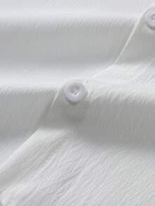 Manfinity Homme Men's Solid Color Single-Breasted Casual Commuter Short Sleeve Shirt - White - View 4