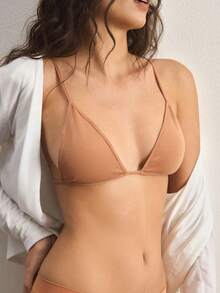 Ocili Bra Mini Cup Tanpa Jahitan dengan Leher U Tanpa Punggung, Pakaian Dalam Wanita yang Nyaman - Khaki - View 2