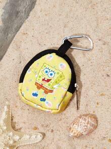 SpongeBob SquarePants | SHEIN 附扣與拉鍊口袋零錢包，多功能收納袋，零錢收藏整理袋，男女皆適用 - 海綿 - 查看 4