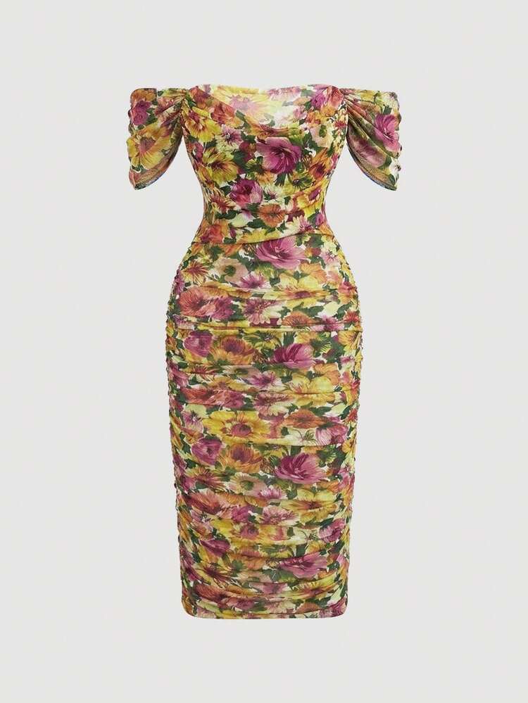 Women Long Dresses - Light Yellow - View 3