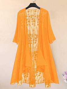 EMERY ROSE Plus Size Women's Embroidered Vacation Fashion Versatile Blouse - Yellow - View 1