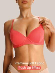 Barelissa 1 pieza Sujetador con aro de estilo minimalista para mujer - Rosa Roja - Ver 5