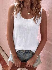 EMERY ROSE Women's Spring/Summer New Hot-Selling Textured Fabric Casual Versatile All-Match Style Tank Top - White - View 5