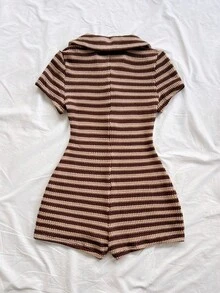 Soleia Mono casual de uso diario con bloques de color a rayas para mujer de talla grande - Marrón - Ver 2
