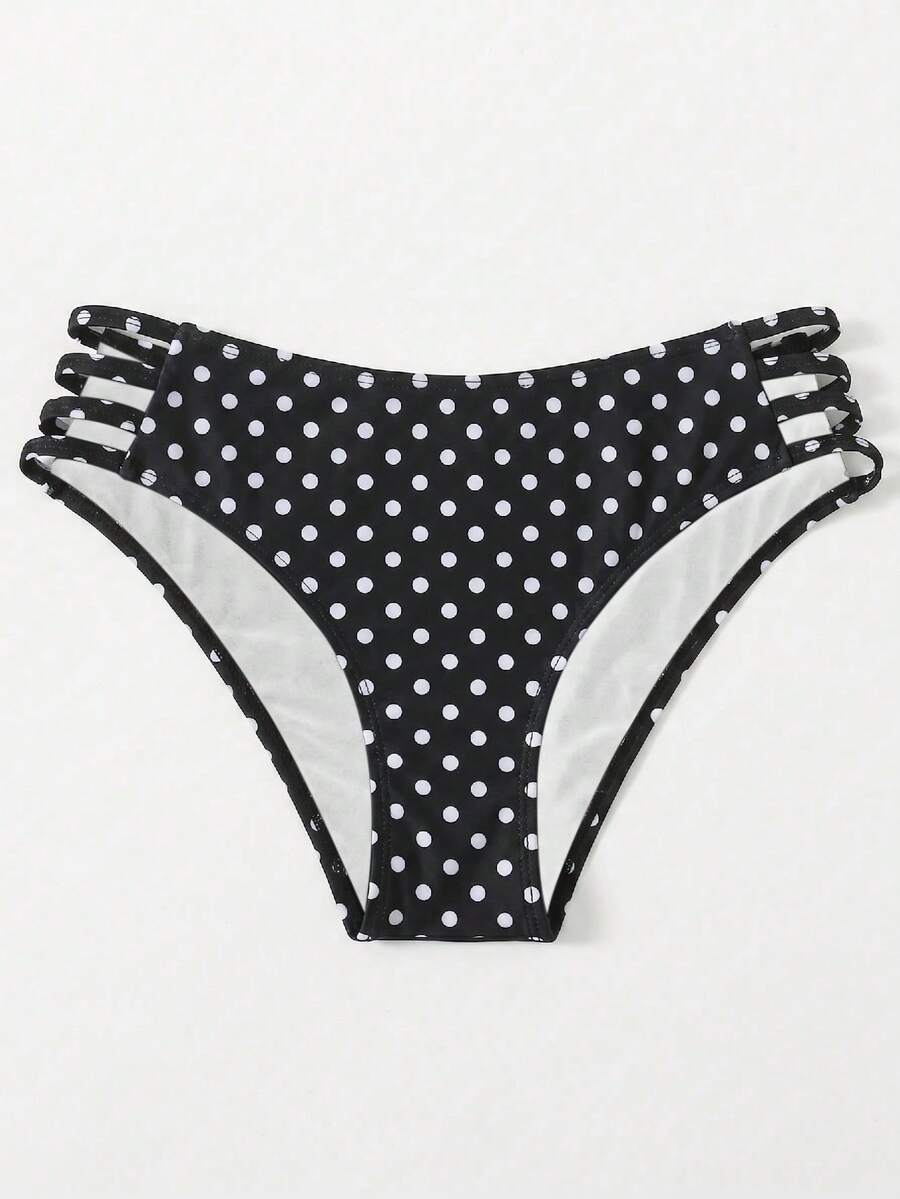 SHEIN Swim 1件波點印花性感比基尼泳褲 女款,海灘度假 - 彩色 - 查看 1