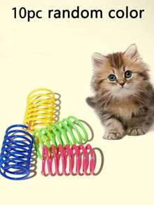 PETSIN 宠物猫自娱玩具，塑料彩色弹簧弹跳互动猫玩具，猫咪用品，猫咪螺旋弹簧/纸质褶皱玩具，2/4/8/10/12/20/30/40/50/60 片装，创意玩具，消磨时间，保持健康，耐用塑料彩色玩具，适合拍打、啃咬、追逐，适合猫咪，情人节猫狗礼物 - 彩色 - 查看 13