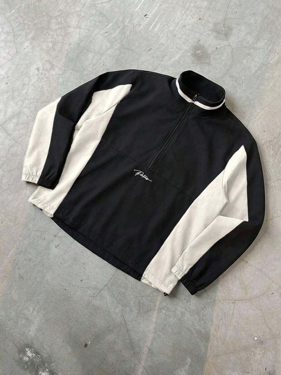 PAVTROS Men's Colorblock Letter Print Zip-Up Casual Versatile Daily Travel Long Sleeve Jacket - Multicolor - View 1