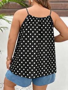 SHEIN CURVE+ Plus Size Women's Floral Print Camisole Top, Suitable For Summer Bohemian Style Vacation - Black - View 2