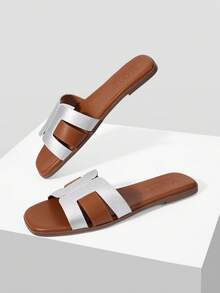 MOTF PREMIUM WOMEN'S COMFORTABLE MINIMALIST CASUAL FLAT SANDALS FOR CHRISTMAS SPRING SHOES - Silver brown - View 8