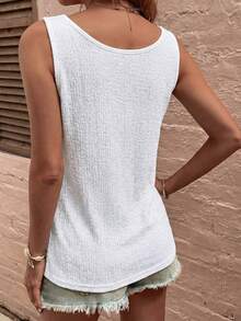 EMERY ROSE Women's Spring/Summer New Hot-Selling Textured Fabric Casual Versatile All-Match Style Tank Top - White - View 2