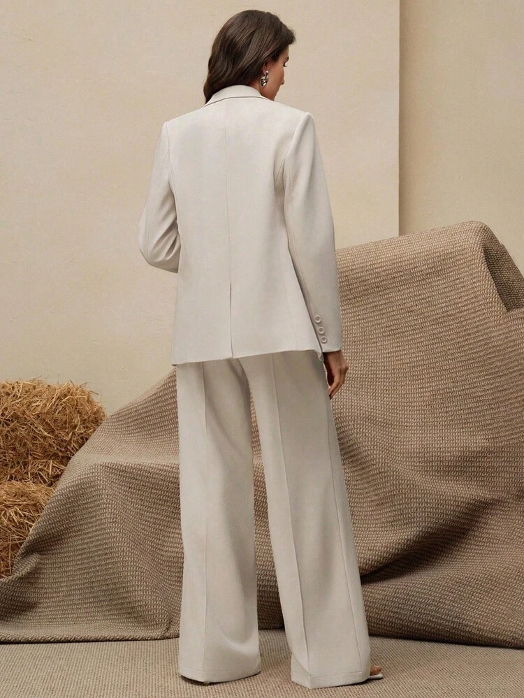 Women's Old Money Style Maillard Color Suit Set, Blazer + Straight Leg Trousers 2pcs, Fall, Winter, Summer, New Year, Party, Wedding, Elegant, Chic, Stylish, Christmas, Formal