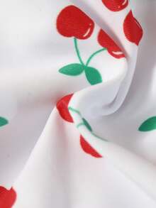 Swim Mod Women's 36SS Spring/Summer New Cherry Print V-Neck Backless Triangle Bikini Set With Bow Tie Decor, 3-Piece Swimsuit For Beach & Holiday Summer Festival Outfits For Women Party Outfit,Beach Outfits Cherry Print Bikini Bathing Suits For Women 3 Piece Bikini Sets For Women Women's Beach Outfits Holiday Outfits For Women Bikini 3 Piece Swimsuit Halter Bikini Top Swim Shorts Women Vacation Aesthetic Bikinis Set For Women - White - View 8