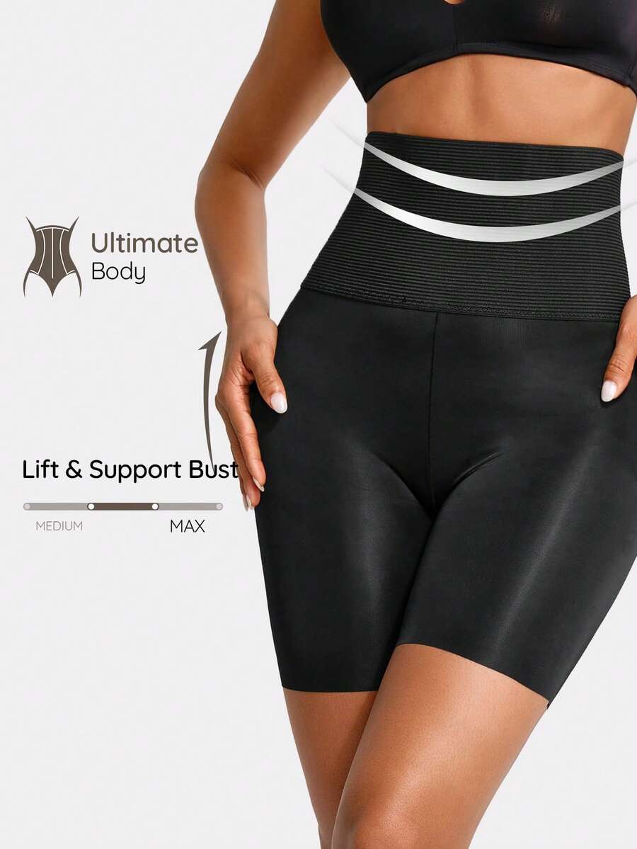SHAPORA Của phụ nữ Màu thuần Cao eo Kiểm soát bụng Áo Shapewear - màu đen - Xem 1