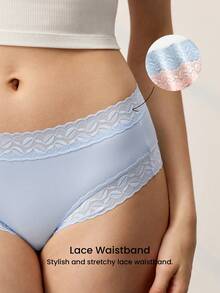 LUVLETTE 3-Pack Lace Trim Low Rise TENCEL™ Modal Cheeky Women Underwear Panties Set - Multicolor - View 3