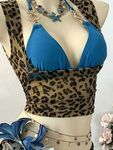NostaNoir Women's Sexy Leopard Print Vacation Top - Coffee Brown - View 4
