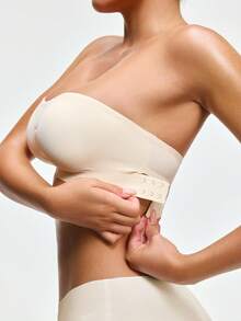 SHAPORA Women's Wireless Bra With Removable Pads - Beige - View 2